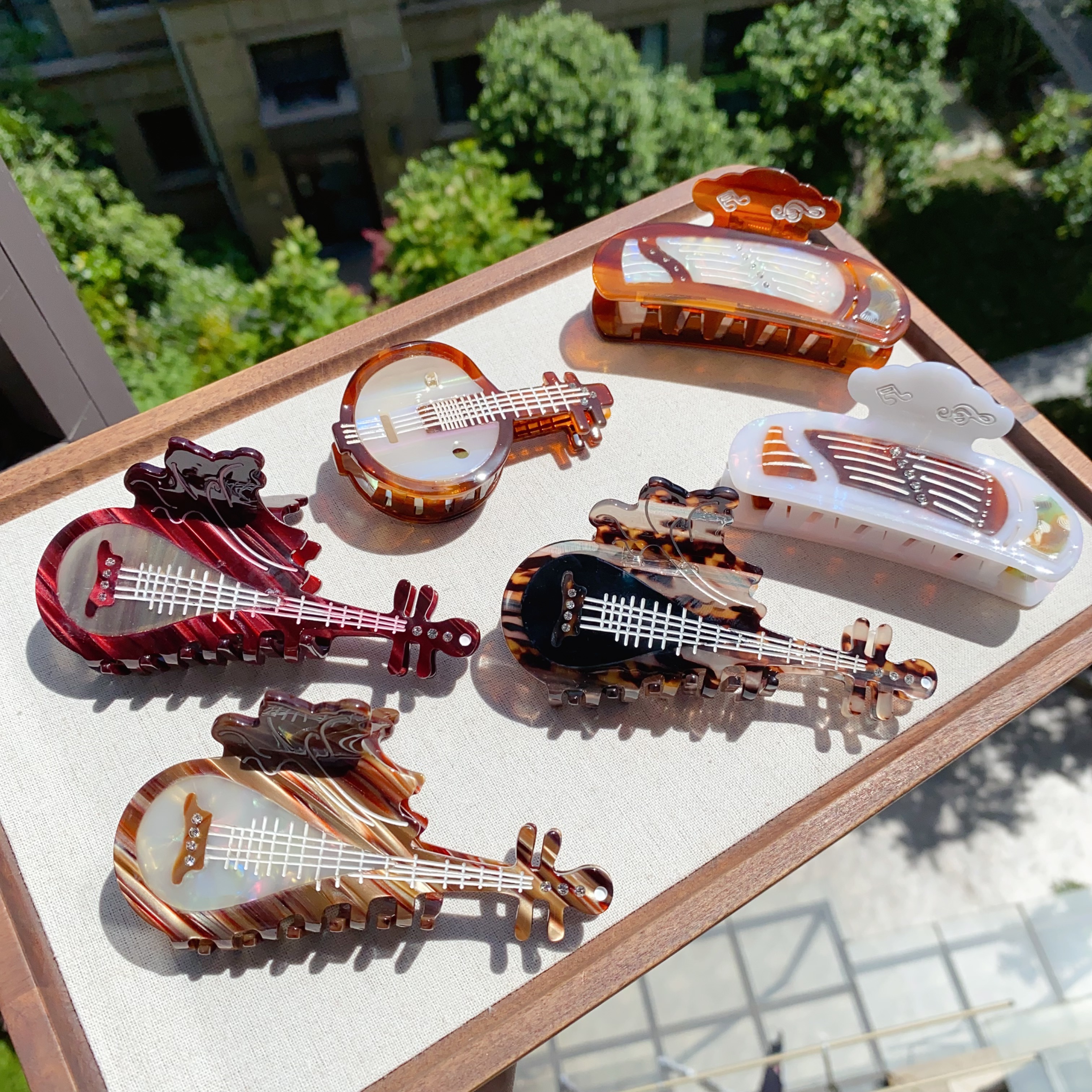 Musical Instrument Ancient - Acetate Hair Claw Clips, Chinese Ancient