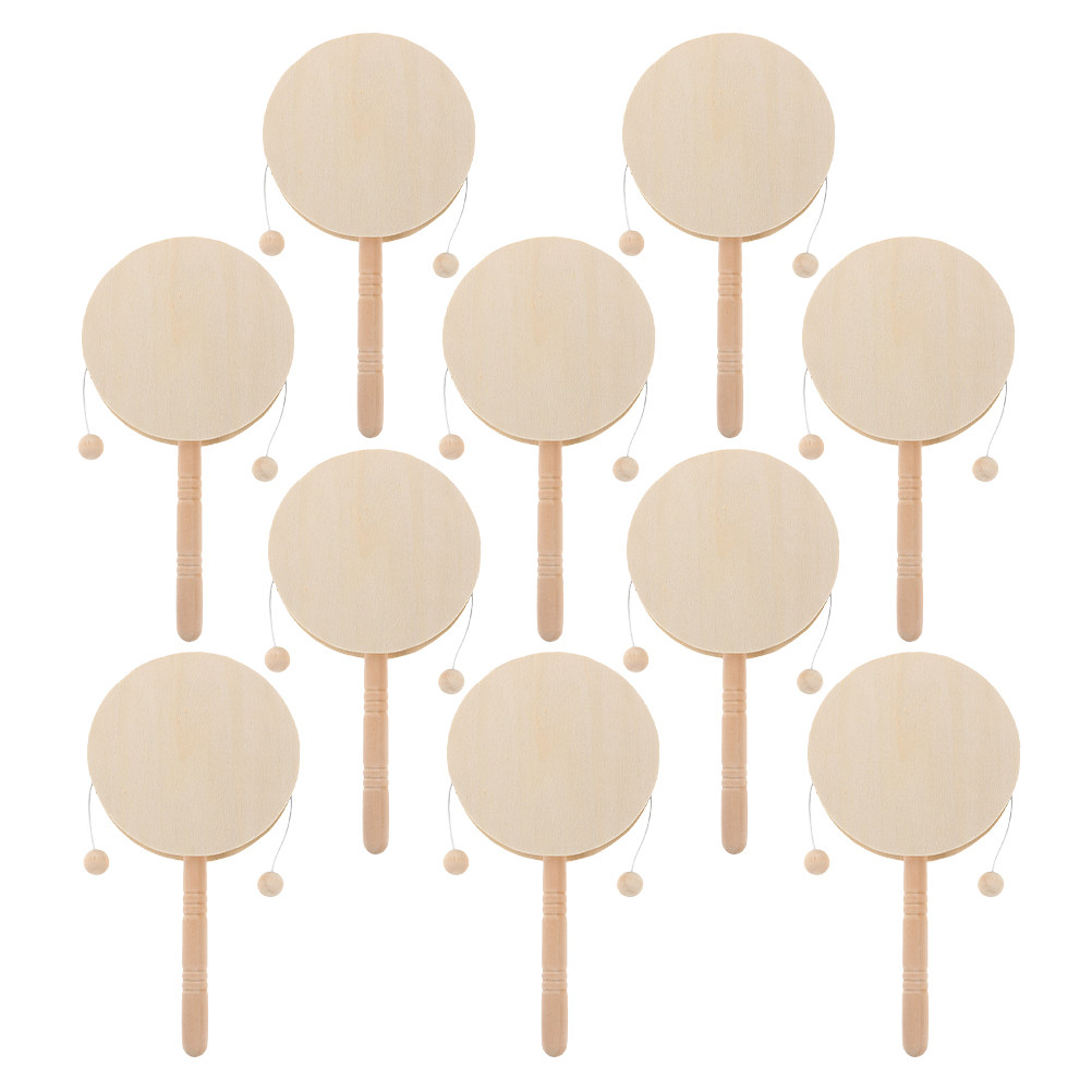 Musical Instrument Art For Preschool - 10pcs Children'S Diy Rattle Drum Unfinished