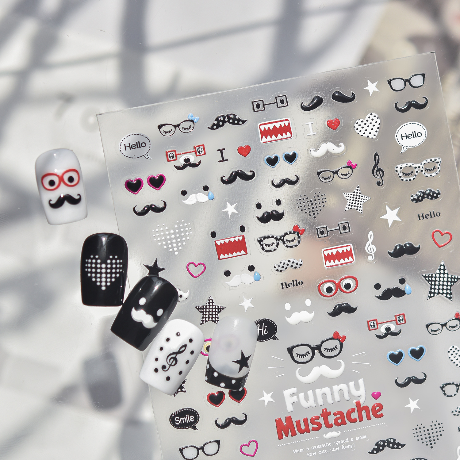 Musical Instrument Symbols - Fun Cartoon 5D Nail Decals Black