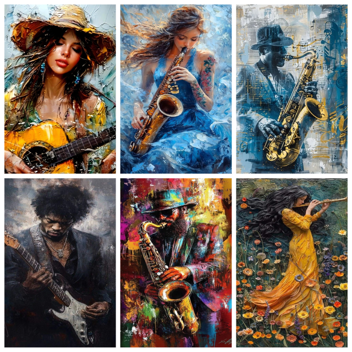 Musical Instrument I Play - Saxophone Piano Acrylic Digital Oil Painting