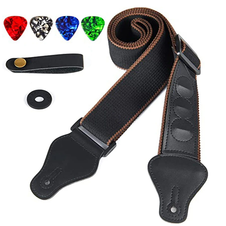 7Pcs/Set Guitar Strap Black PU - đánh giá và giá Musical Instrument Dulcimer